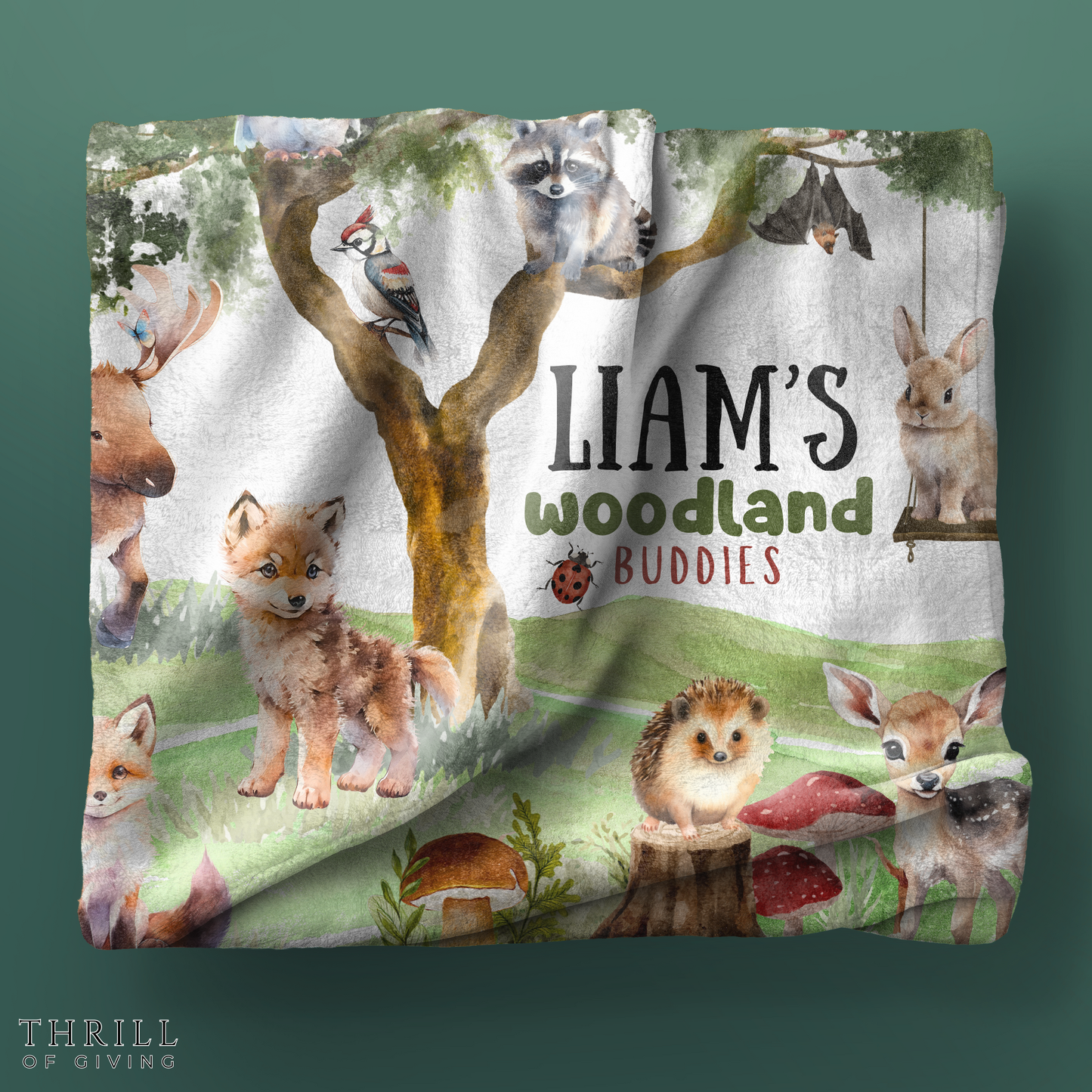 Woodland Buddies Personalized Baby blanket