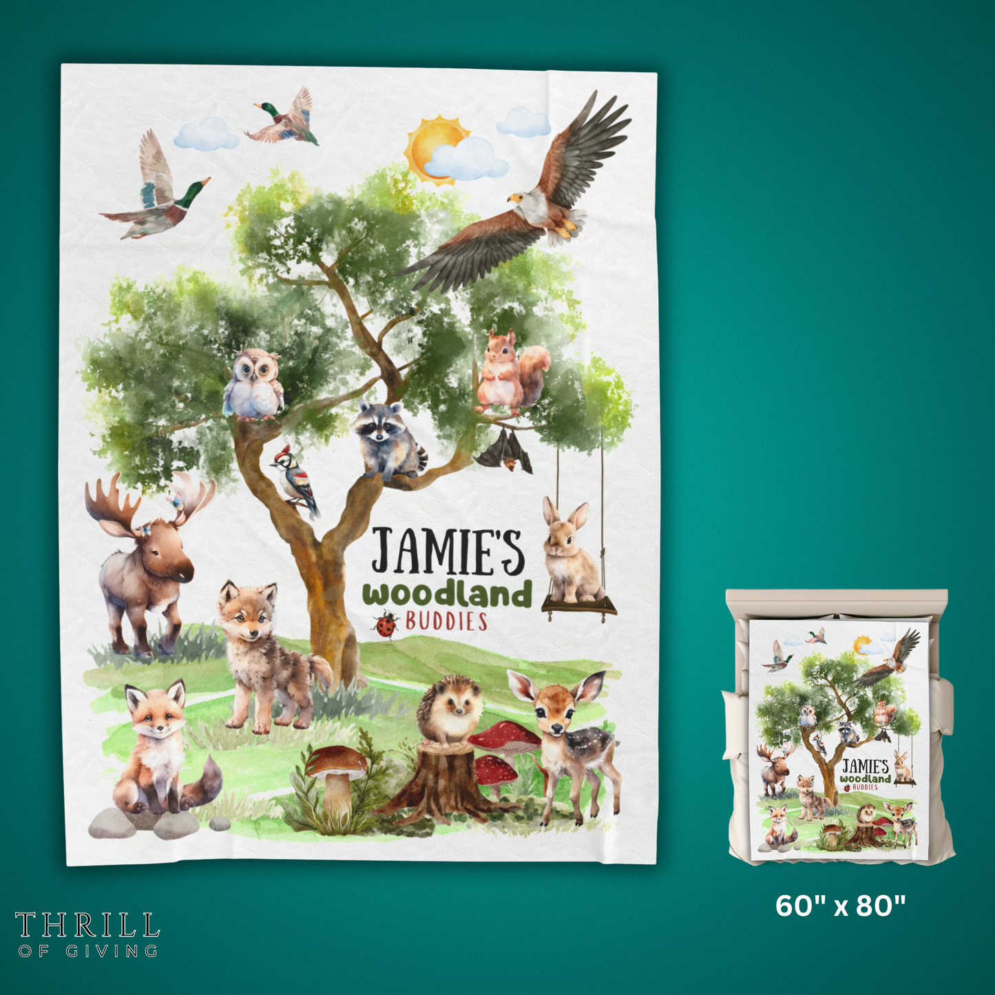 Woodland Buddies Personalized Baby blanket