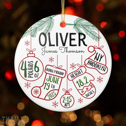 Personalized Baby Stats Birth Ornament