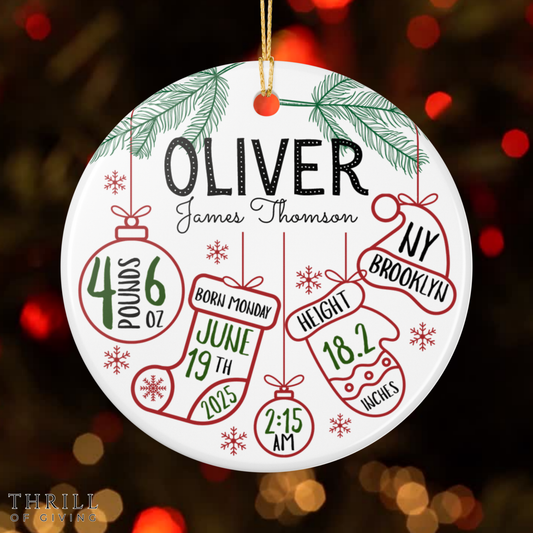Personalized Baby Stats Birth Ornament
