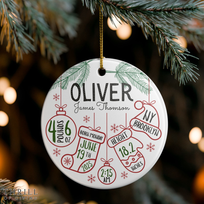 Personalized Baby Stats Birth Ornament