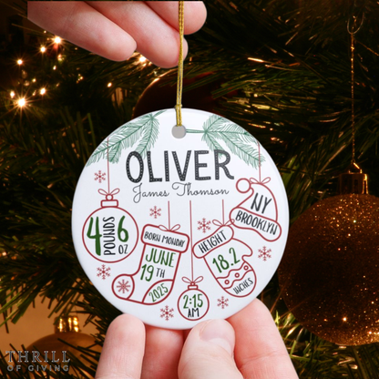 Personalized Baby Stats Birth Ornament