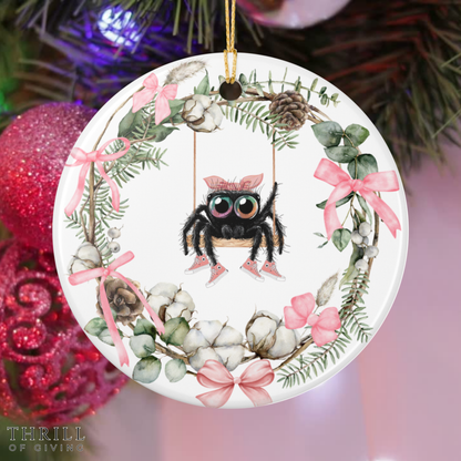 Pink Bow Cutie - Spider Ornament