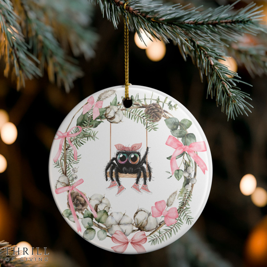 Pink Bow Cutie - Spider Ornament