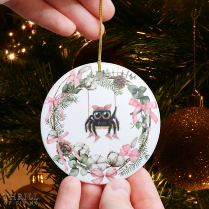 Pink Bow Cutie - Spider Ornament