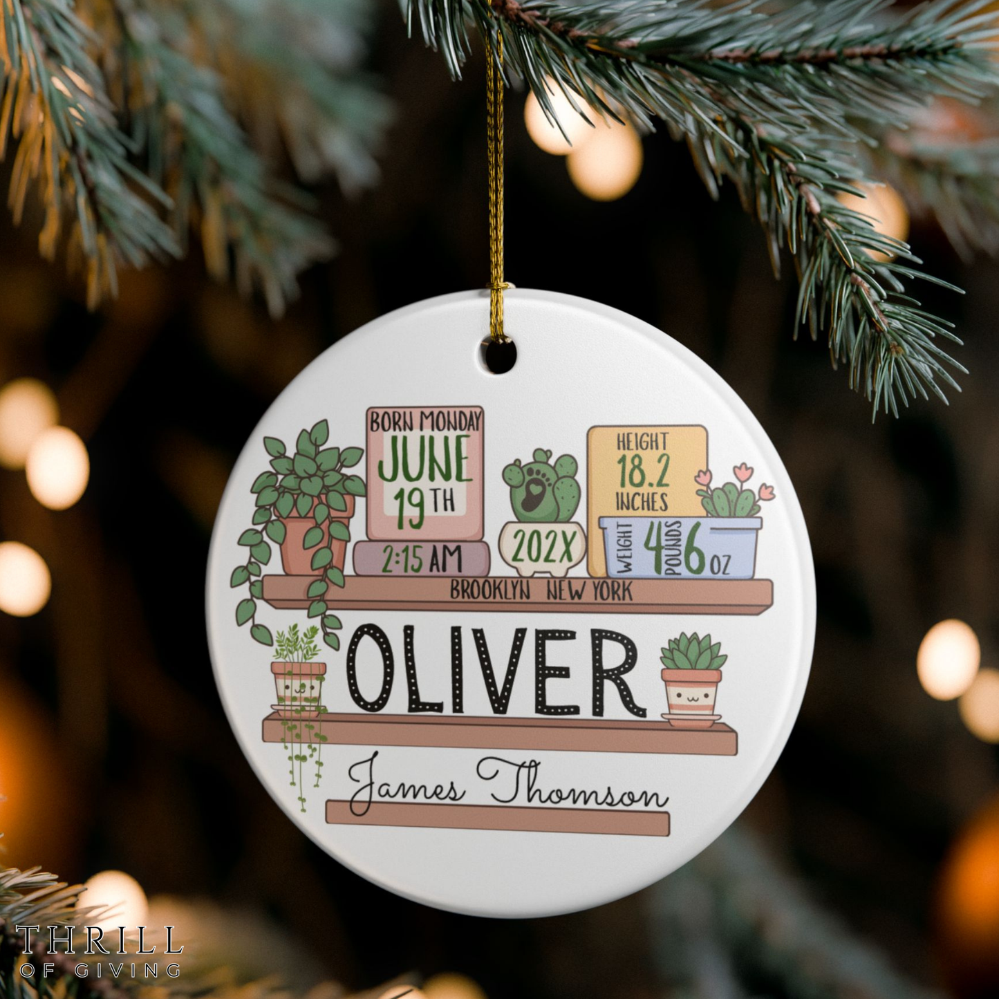 Custom Baby Stats Birth Ornament