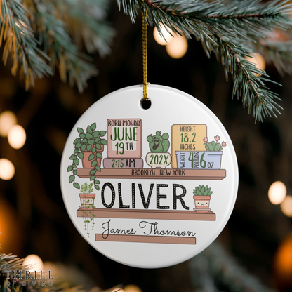 Custom Baby Stats Birth Ornament