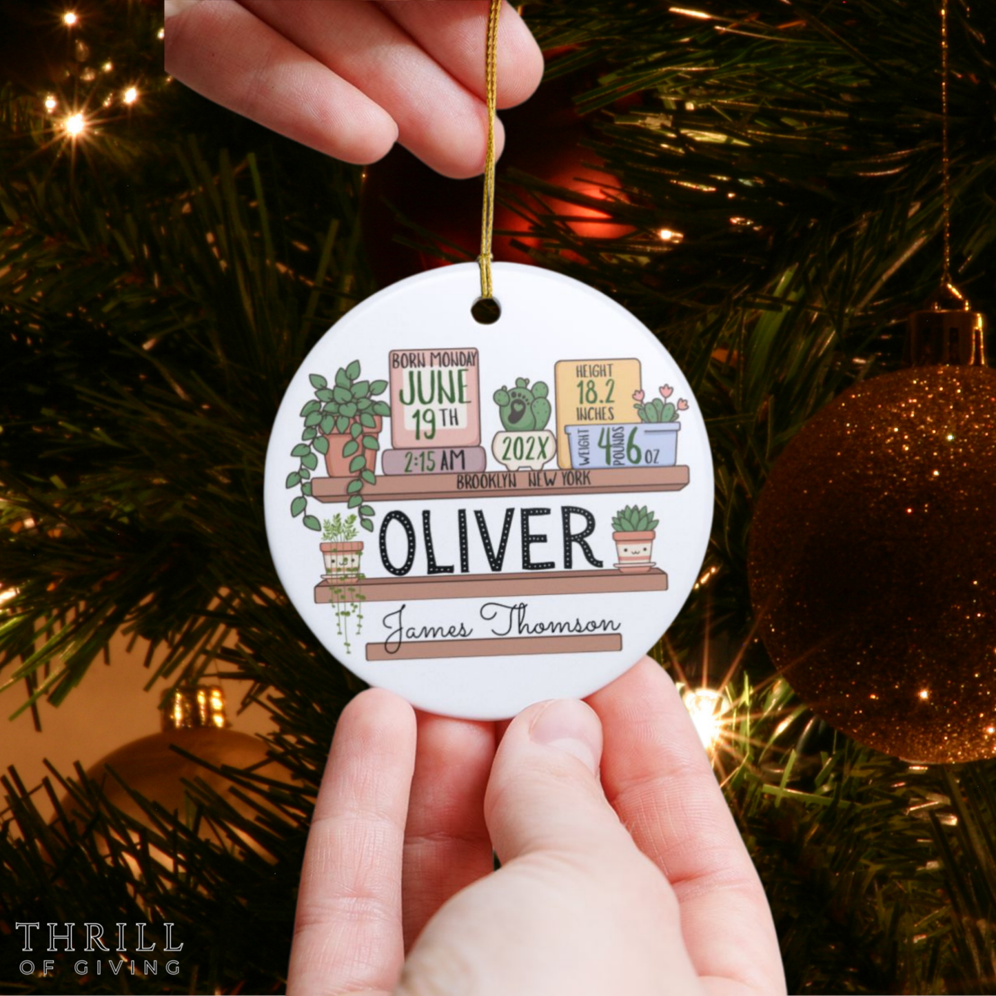 Custom Baby Stats Birth Ornament