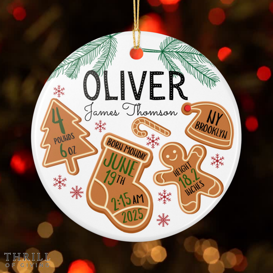 Personalized Baby Stats Birth Ornament
