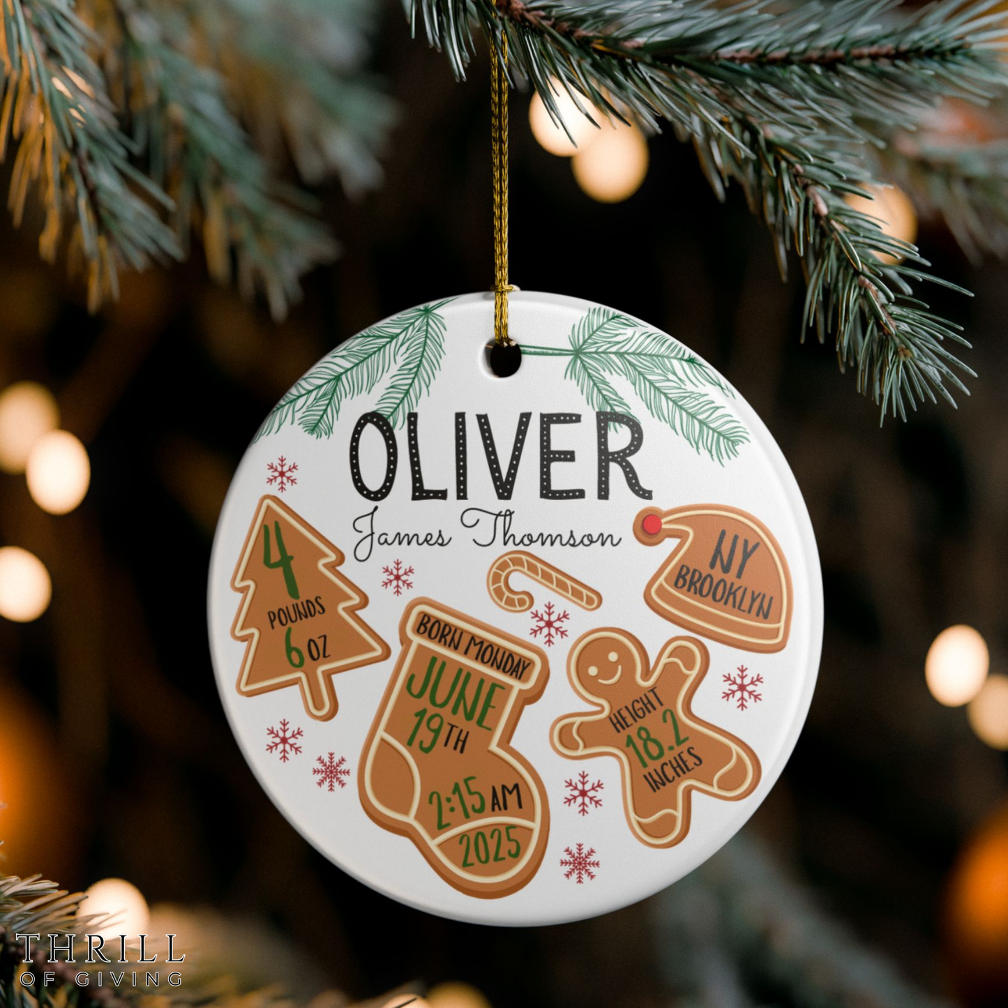 Personalized Baby Stats Birth Ornament