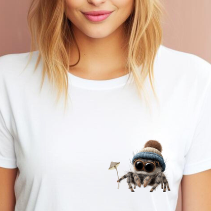 Magic Mushroom Adventures - Beanie Hat Jumping Spider T-Shirt