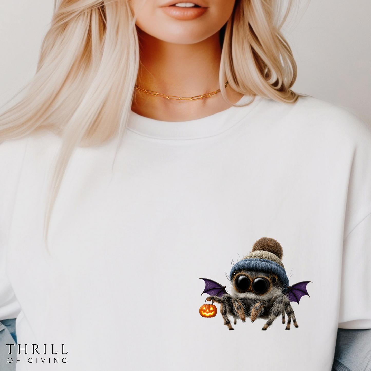 Cute Spider Bat in a Hat - Beanie Hat Jumping Spider T-Shirt