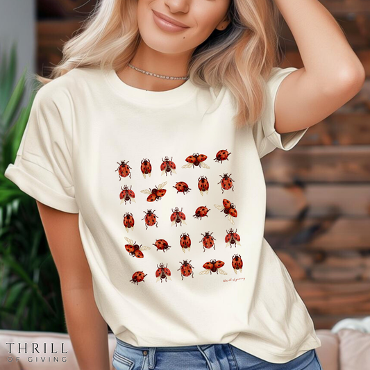 Cute LadyBug Grid T-shirt