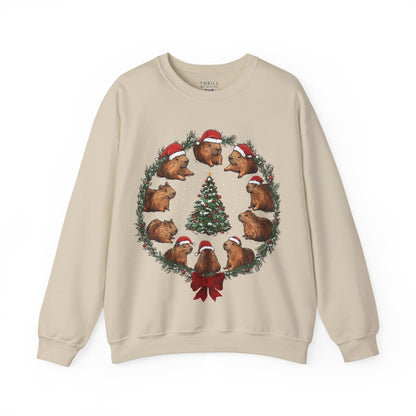 Christmas Capybara Wreath Sweatshirt