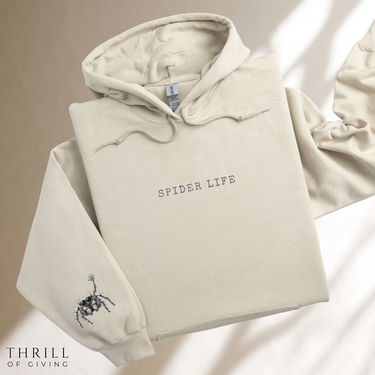 Spider Life Hoodie - Jumping Spider Sleeve Print