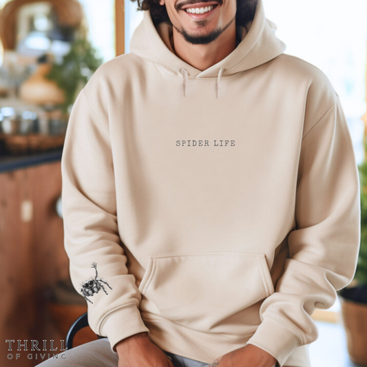 Spider Life Hoodie - Jumping Spider Sleeve Print