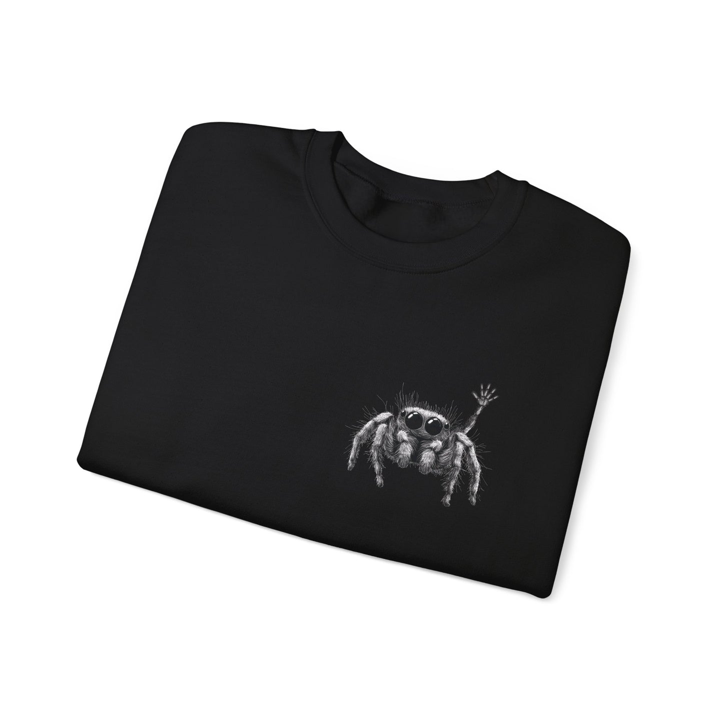 Jumping Spider Sweatshirt, Cute spider crewneck, Unique Bug Lover gift, Minimalistic spider pocket design, Gift for Jumping Spider lovers
