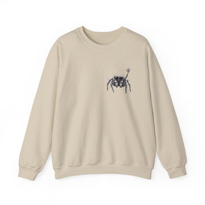 Jumping Spider Sweatshirt, Cute spider crewneck, Unique Bug Lover gift, Minimalistic spider pocket design, Gift for Jumping Spider lovers