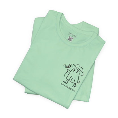 Cowgirl Halloween shirt - Cute Girly Ghost Cowgirl in a Cowgirl hat Spinning the Lasso