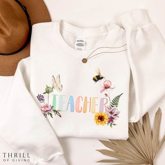 Wildflower Watercolor Teacher Sweatshirt