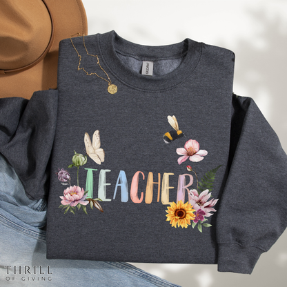 Wildflower Watercolor Teacher Sweatshirt