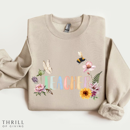 Wildflower Watercolor Teacher Sweatshirt