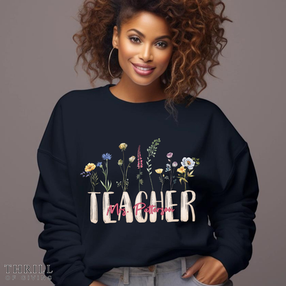 Watercolor Teacher Sweatshirt - Personalized