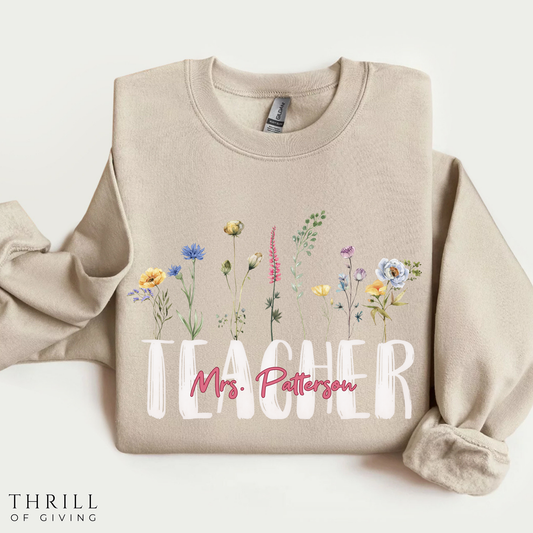 Watercolor Teacher Sweatshirt - Personalized