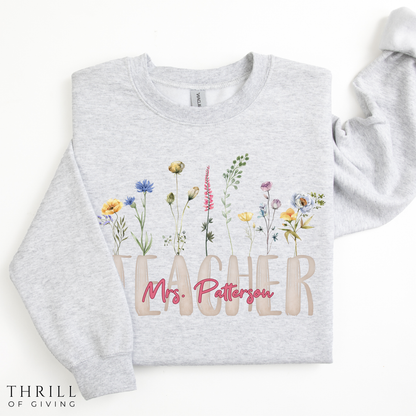 Watercolor Teacher Sweatshirt - Personalized