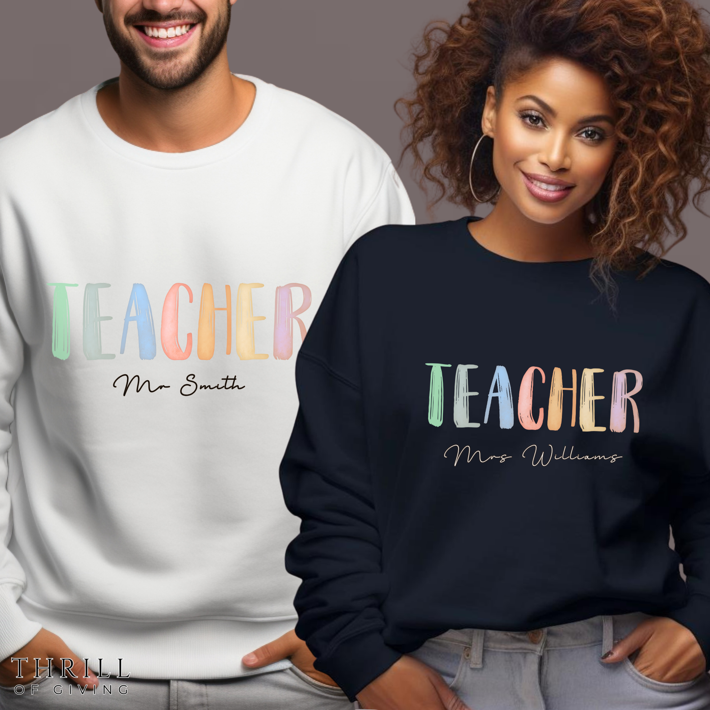 Custom Watercolor Teacher Sweatshirt