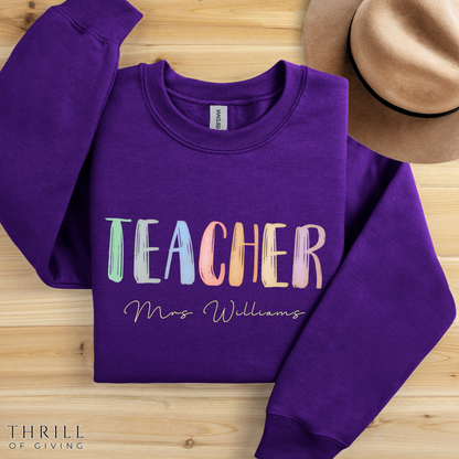 Custom Watercolor Teacher Sweatshirt