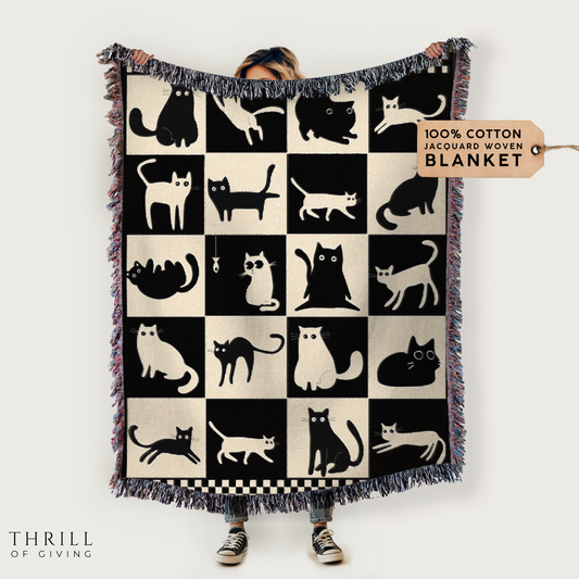 Woven Checkered Cat Blanket