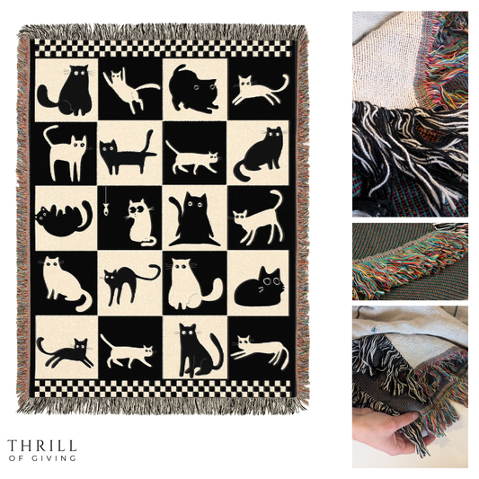Woven Checkered Cat Blanket