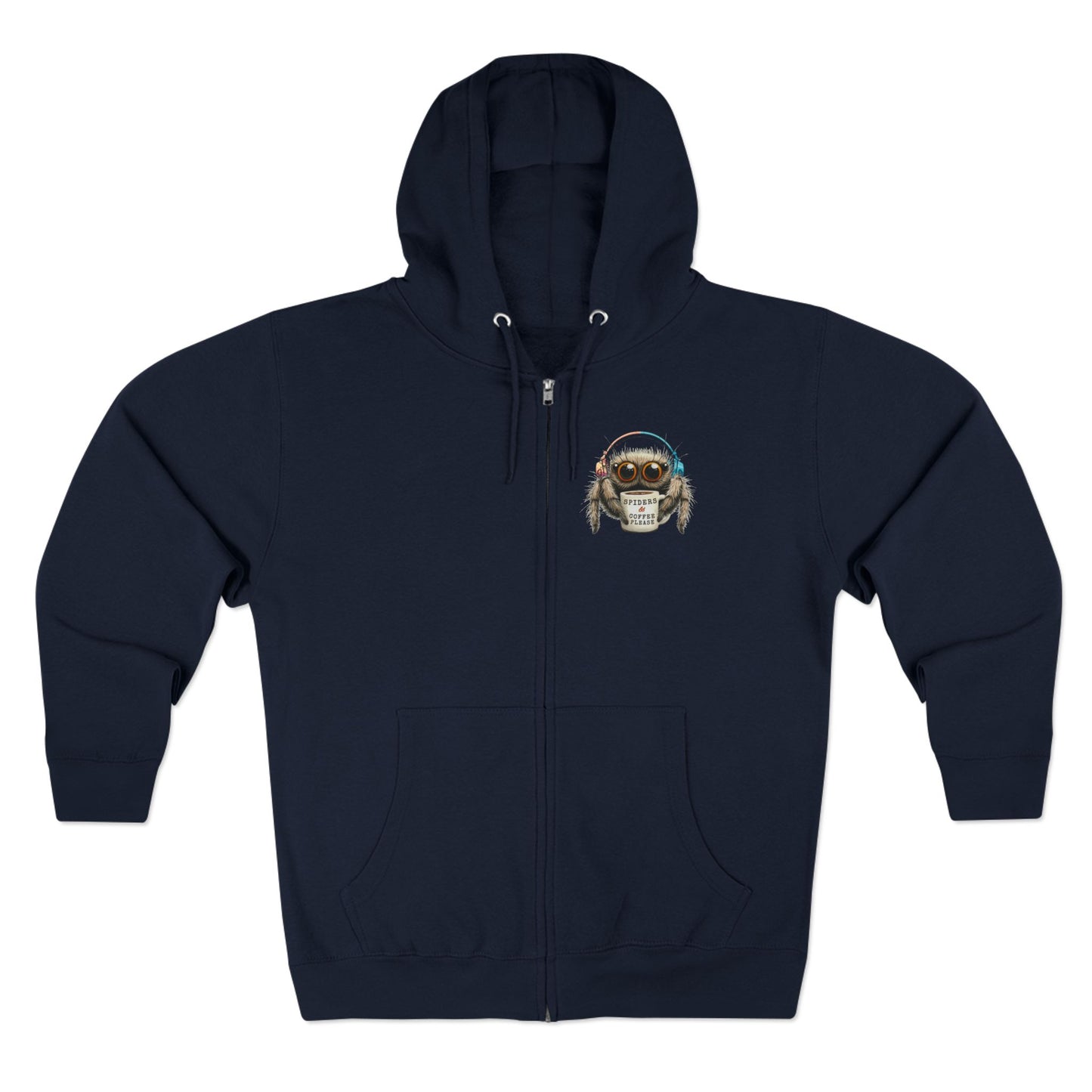 Jumping Spider Zip Hoodie - Spiders & Coffee