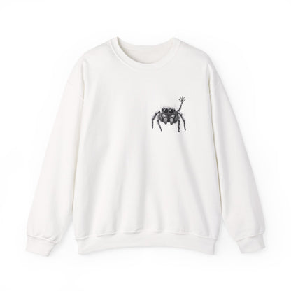 Jumping Spider Sweatshirt, Cute spider crewneck, Unique Bug Lover gift, Minimalistic spider pocket design, Gift for Jumping Spider lovers